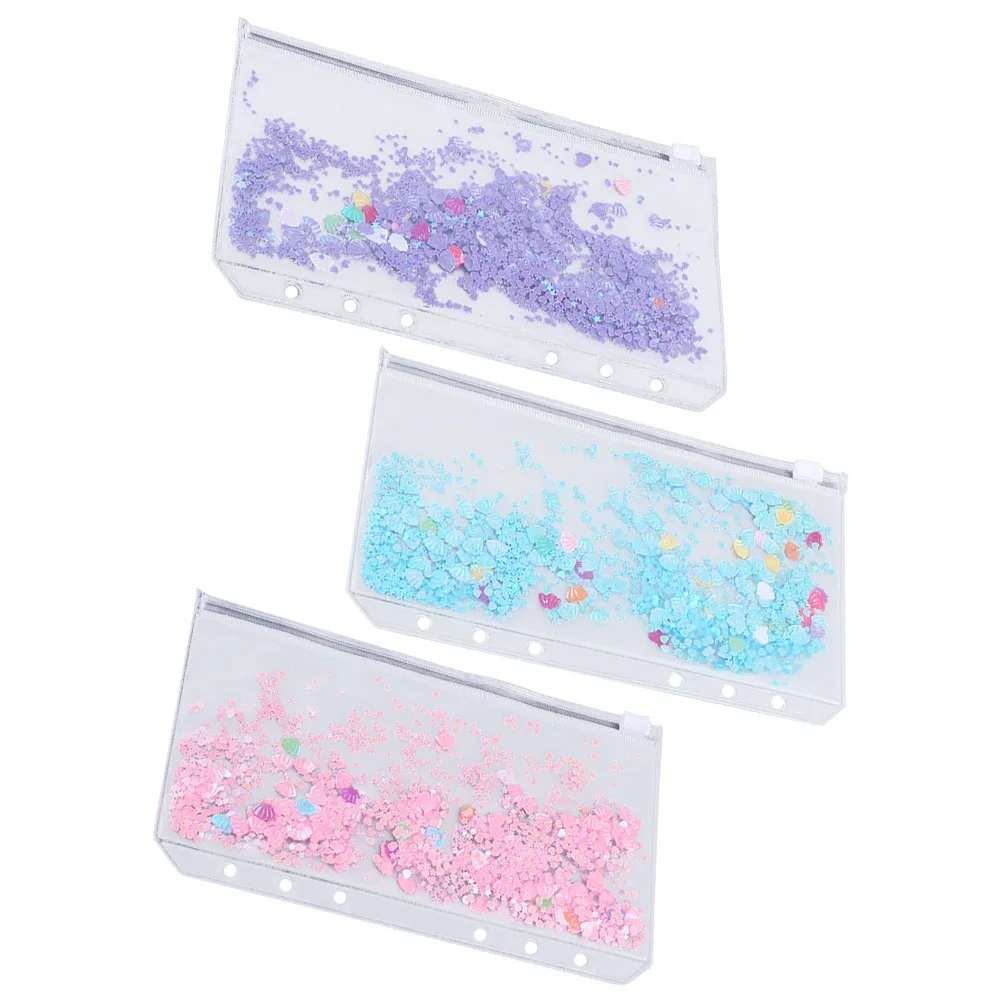 

3 Pcs File Holder PVC Clip Bag Documents Reusable Storage Bags Zipper Binder Pockets