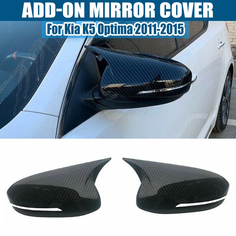 

Rear View Mirror Housing Ox Horn Cover-Side Mirror Cover Fit For Kia Optima K5 2011-2015 2016-20 Glossy Black Carbon Fiber Look