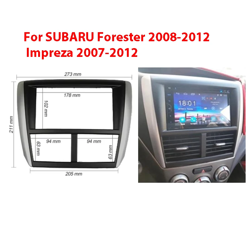 2 din rádio do carro fáscia para subaru forester impreza 2007-2012 dvd estéreo quadro placa adaptador de montagem painel instalação moldura