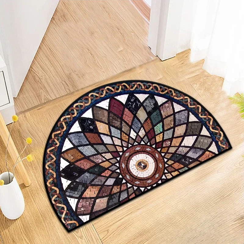 Half Round Door Non Slip Absorbent Semi Circle Area Rugs Washable Moon Floor Mats For Indoor Outdoor Patio Kitchen Bathroom