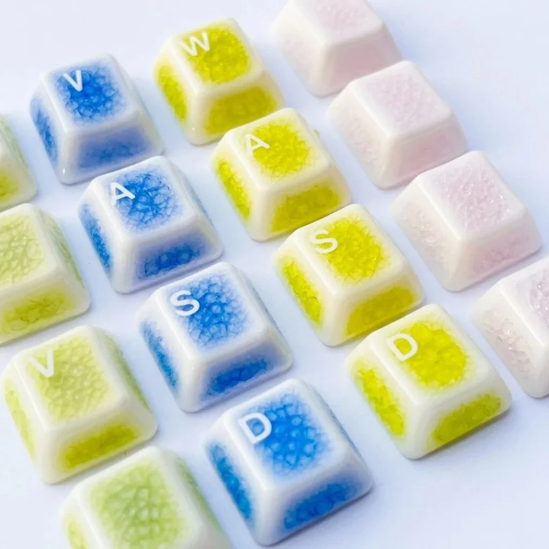 Ice Crack Ceramic Keycaps WASD Keycap Set Cherry Profile Keycaps for Mechanical Keyboard Key Caps Custom Keycap PC Collect Gifts