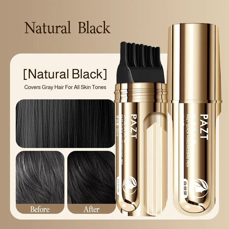 20ml Portable Hair Root Touch-Up Pen,Disposable Coloring Pen with Comb Teeth,Temporary White Hair Coverage,Non-Fading,for Travel