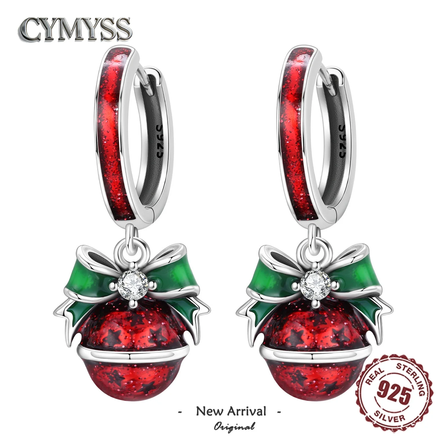 Neue 925 Sterling Silber Weihnachts-Ohrhänger mit Stechpalmen-, Schneeflocken- und Glocken-Design, Tropfen-Ohrringe, Schmuck, Weihnachtsgeschenk für Frauen und Mädchen