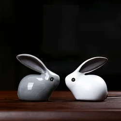 Cool Lovely Gekio Rabbit Home Decor Ornaments Kung Fu Tea Pets Set Boutique Zodiac Ceramic Mini Desk Decoration Figurines