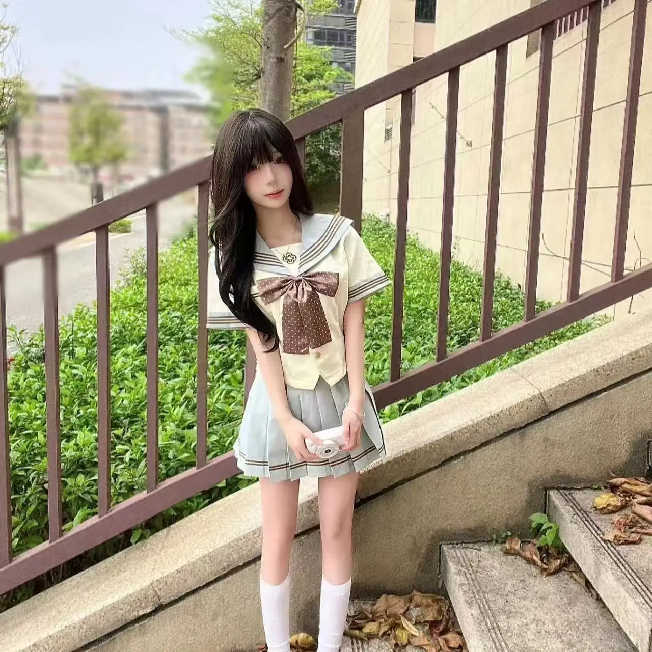 

Cute School Uniform Style Pleated Skirt Set for Women Anti-Aging Soft Girl College Style Spring Summer Outfit Two-Piece Set