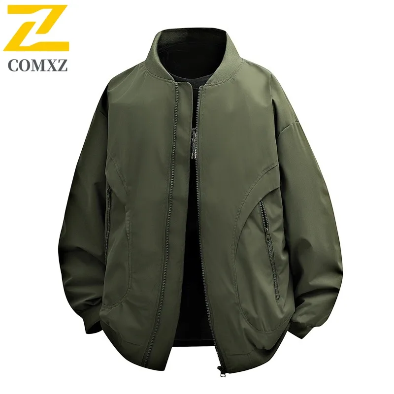 

COMXZ Coat Retro Solid Color Minimalist Versatile Camping Travel Jackets Loose Casual Climbing Windbreaker Jacket Men's Clothing