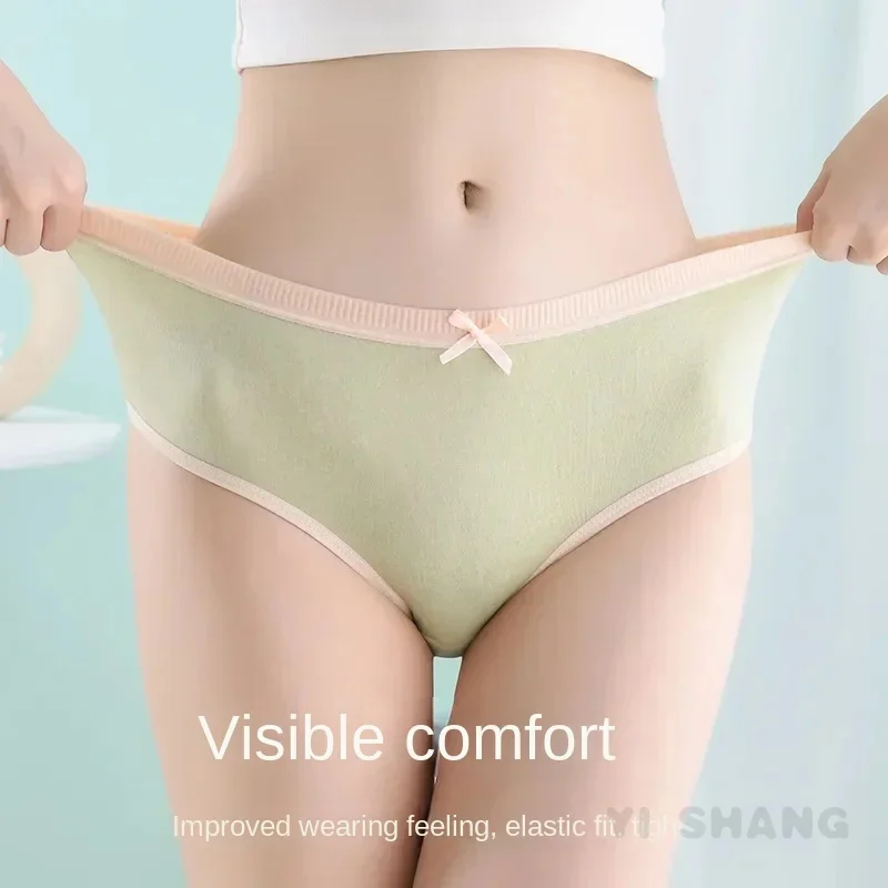 New Fashion and Versatile Japanese Women's Panties Student Korean Version of The Girl Breathable Mid-rise Cute Plus-size Briefs