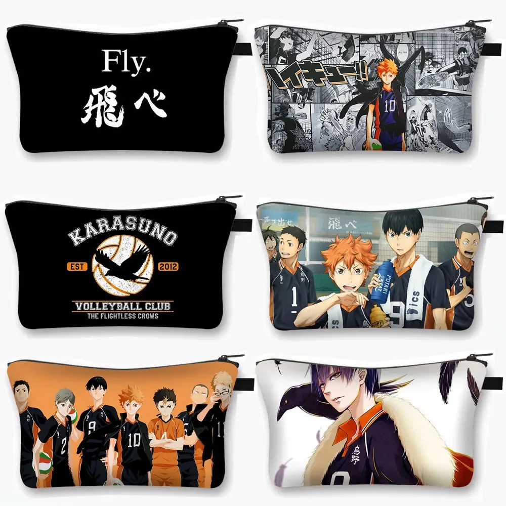 Volleyball Anime Haikyuu!! Cosmetic Case Oya Oya Oya Haikyuu Women Makeup Bag Shoyo Hinata Fly High Girl Make Up Organizers Bags