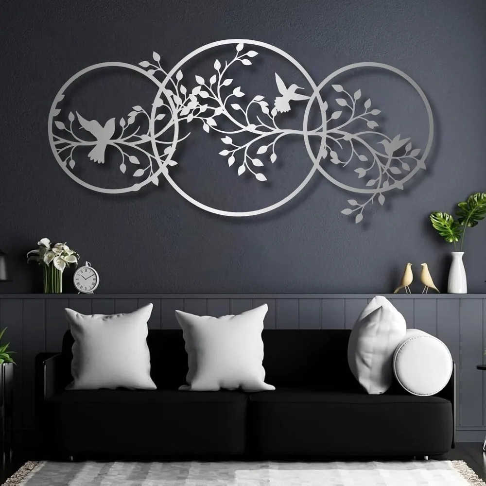 Metal Tree Branch Wall Decor,Metal Hummingbird Wall Art,Elegant Nature Inspired Decor for Living Room ( 35