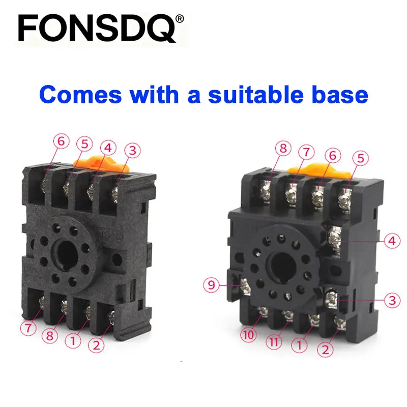 DH48J Counter Relay 1-999900 8 Pin 11Pin DC12V 24V AC110V 220V Contact Electronic Preset Digital Display Relay With Base