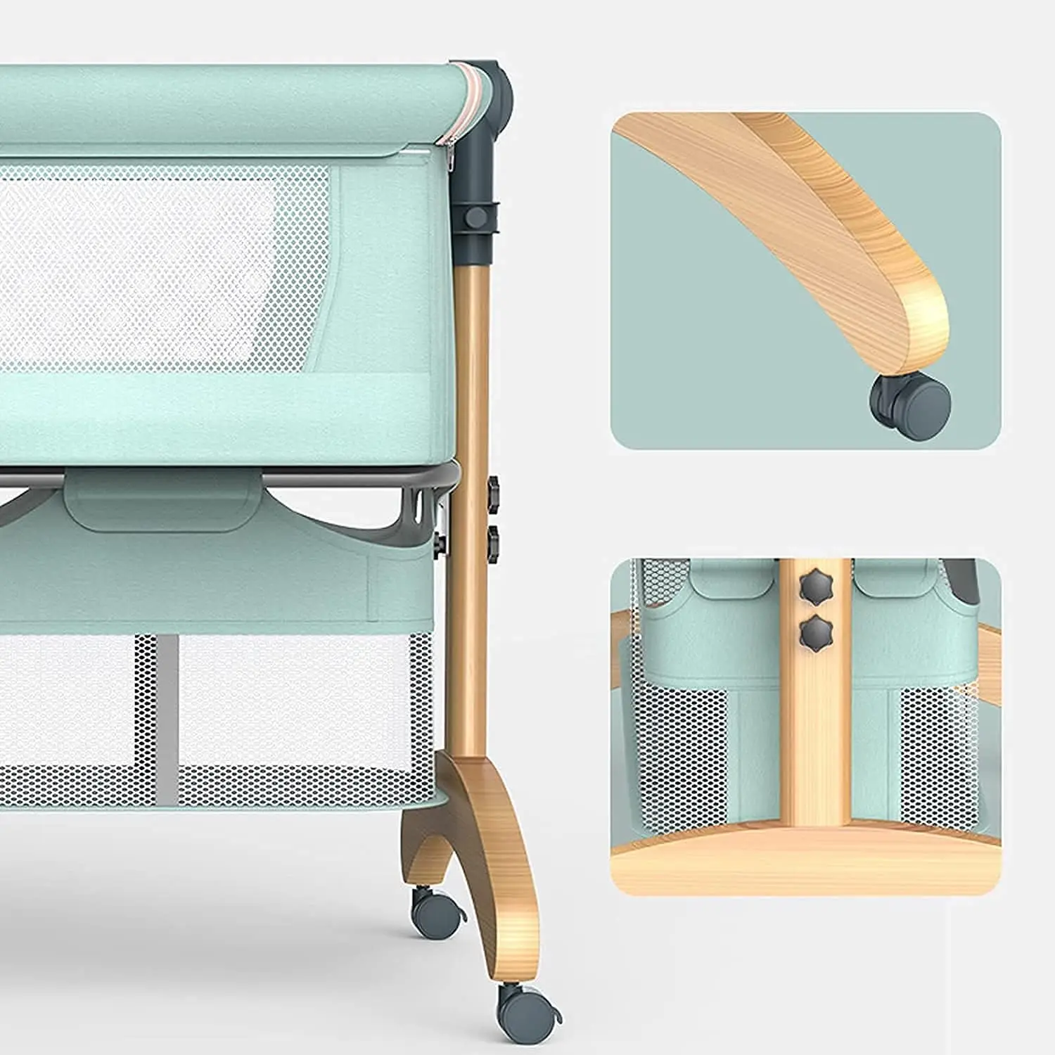 Bedside Cots, Side Crib for Newborn Bedside Sleeper with Breathable Mesh Portable Bag Matress