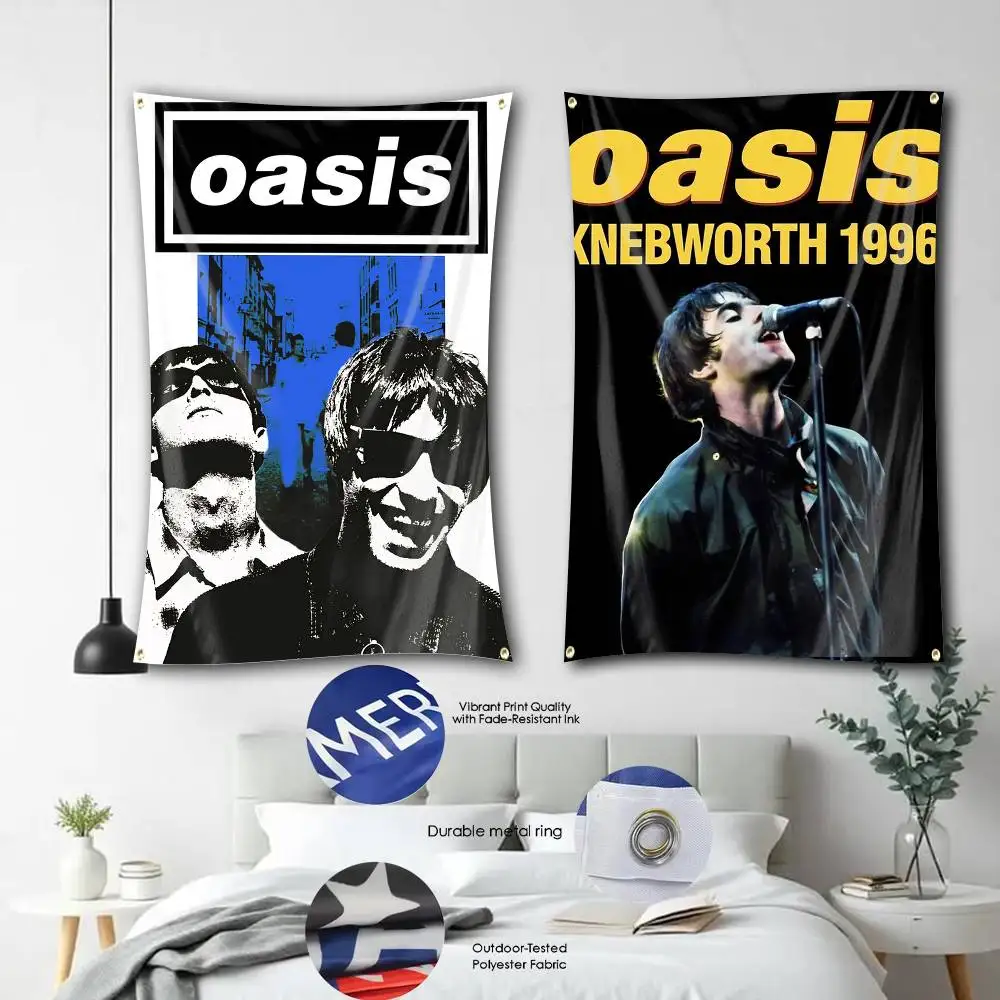 The Gallaghers Band O-OASIS Flag Tapestry Banner for Bedroom Living Room Outdoor Camping Custom Supported