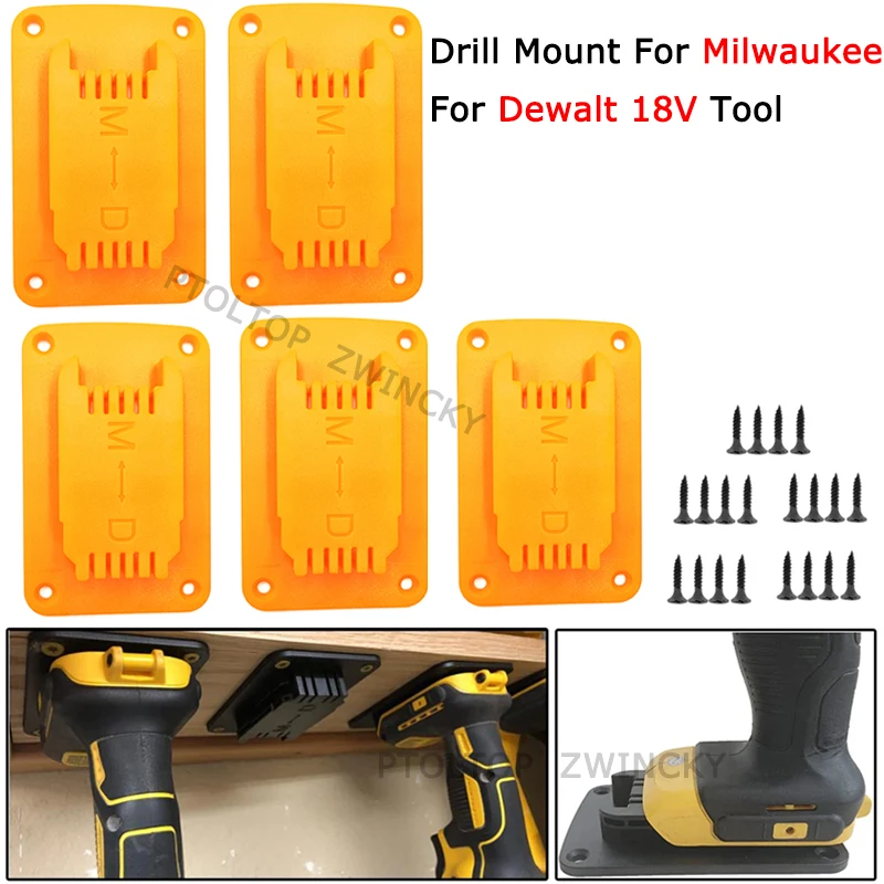 5pcs Tool Mount 14.4V 18V 20V Drill Mount Fit for Milwaukee for Dewalt 18V Tool Holder Rack Fixing Devices For Shelves Walls