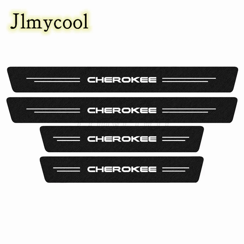 

4pcs Car Carbon Fiber Sticker Auto Door Sill Protector Stickers For Grand Cherokee WK WK2 KJ KK KL Commander XK XH Renegade