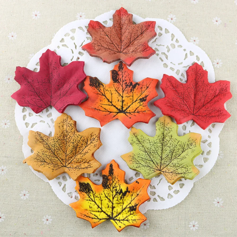 

50pcs Artificial Maple Leaves Red Fabric Decorative Fake Leaves For Wedding Party Photo Background Garden Home Decoration
