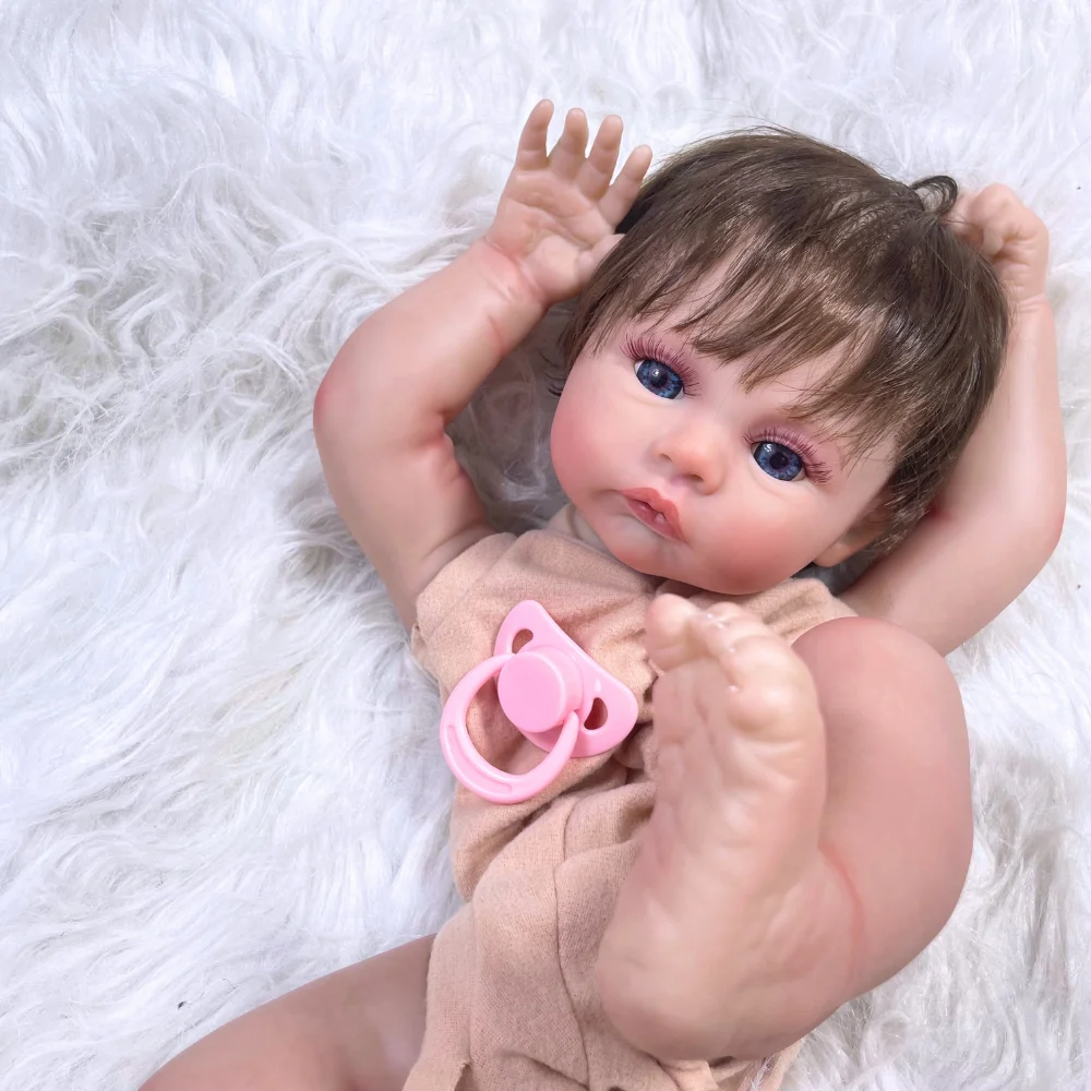 17 بوصة رسمت بالفعل تولد من جديد دمية عدة مرج ثلاثية الأبعاد الجلد مرئية الأوردة أجزاء دمية اليدوية الجذور الشعر الناعم مع الجسم القماش