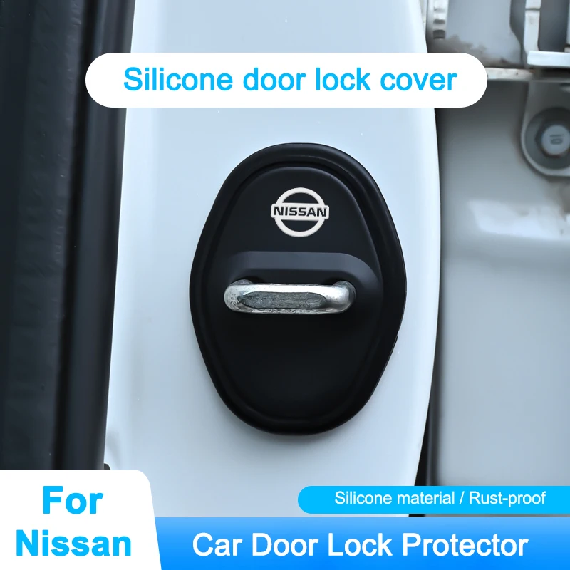 4pcs Silicone Car Door Lock Cover For Nissan Qashqai X-Trail T32 T31 Juke J10 J11 Kicks Tiida Altima Nismo Interior Accessorie