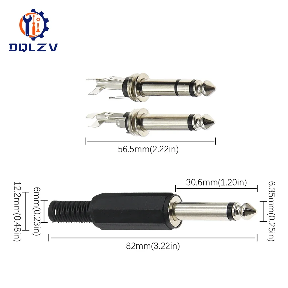 6.3MM Mono/Stereo AUDIO jack plug male connector Welding line HeadPhone stereo 1/4\