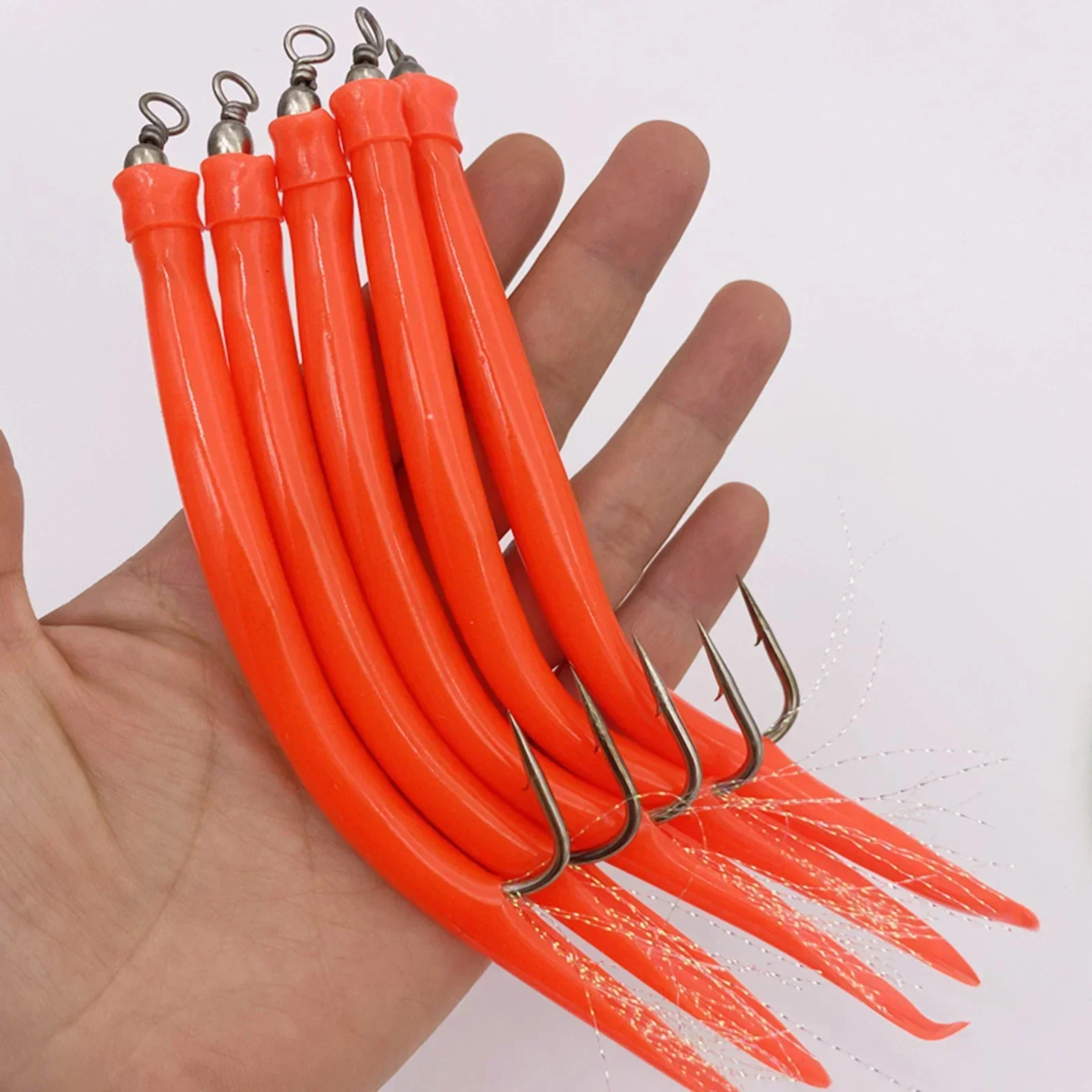 High Quality Fishing Hooks Fishhook Fishing Hook Shank Offset Hook Pesca Barbed Octopus Hook Emulation Feather