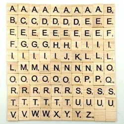 100PCS Home With Primary Color Pine Square Diy Upper And Lower Case 26 English Letters And Numbers Jigsaw Wooden Pieces