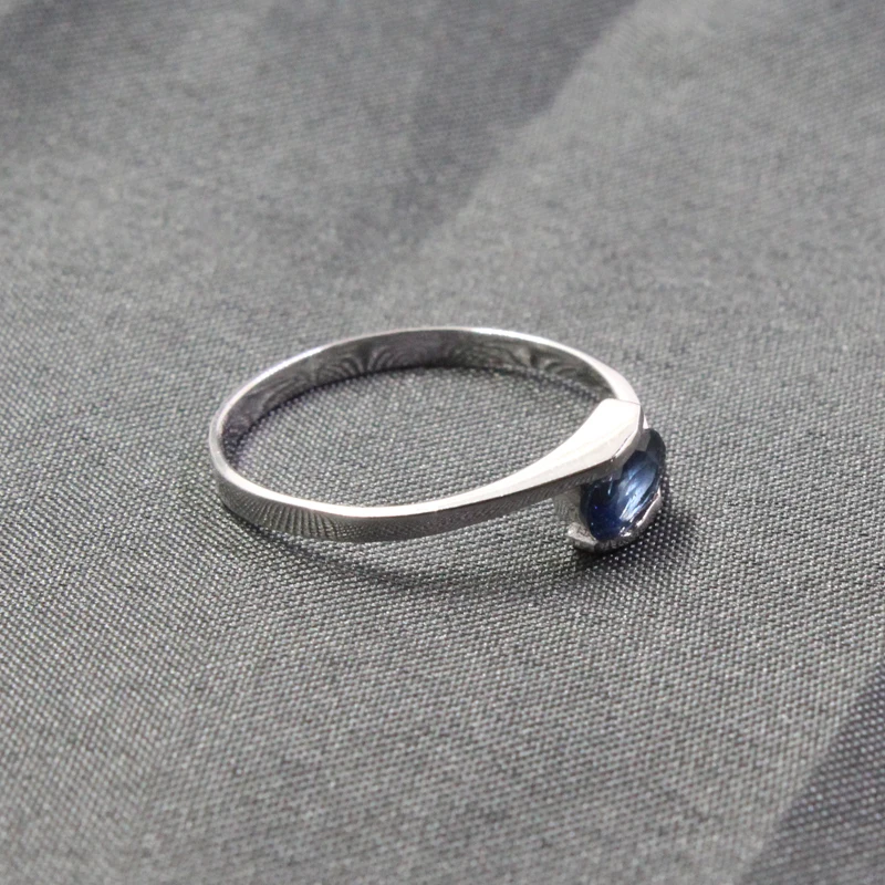 Simple Silver Sapphire Rings for Women 4mm*6mm 0.5ct Natural Sapphire Solid 925 Silver Sapphire Jewelry