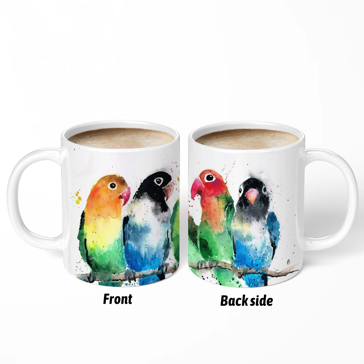 Watercolor Parrot Cups Pattern Cat Mug Creative Design Coffeeware Unique Drinkware Coffee Drink Tableware Tea Teaware Home Decal