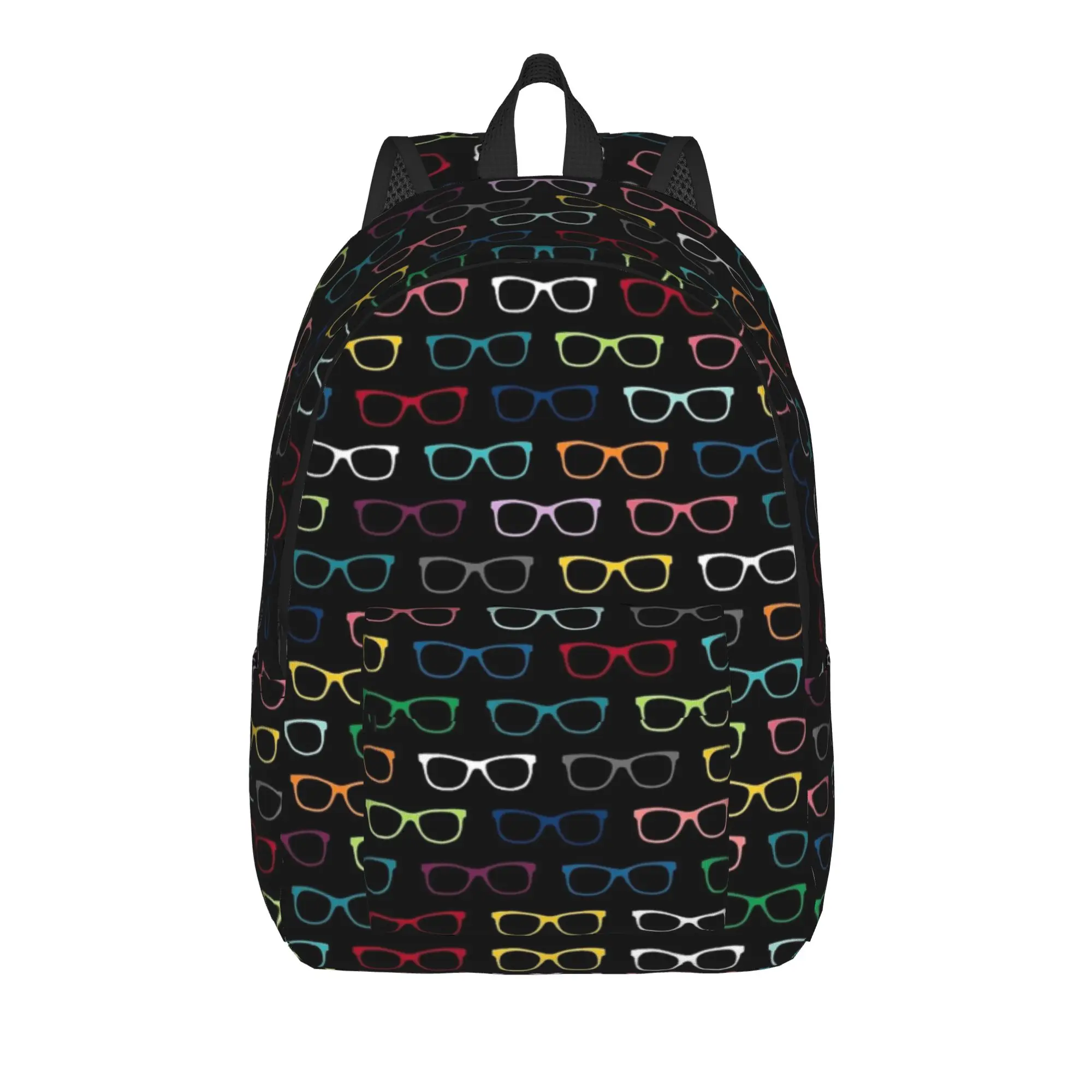 Colorful Hipster Eyeglasses Pattern Backpack Youth  Big Backpacks Polyester Style High School Bags Sport Colorful Rucksack