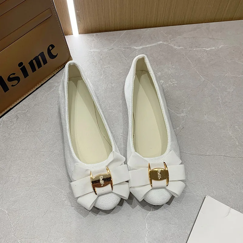 2026 sweet bow women\'s shoes flat with comfortable shallow mouth suede small pointed shoes large size 43 WSH2349
