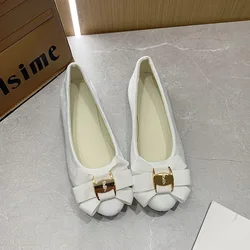 2026 sweet bow women's shoes flat with comfortable shallow mouth suede small pointed shoes large size 43 WSH2349