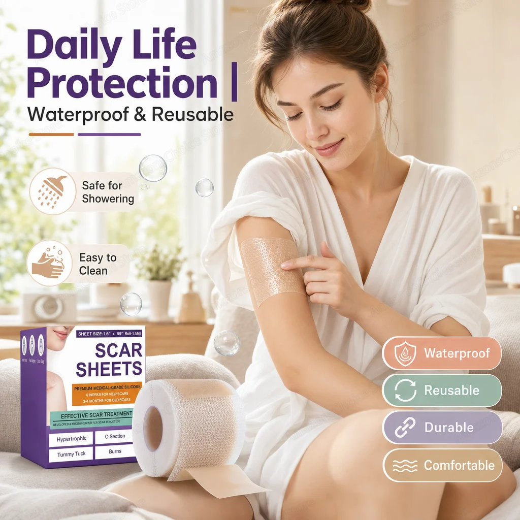0.5M/1.5M/3M*4cm Silicone Scar Sheets Removal Strips Silicone Gel Scar Strip For Acne Keloid Surgery Burn Treatment Scar Patch image 3