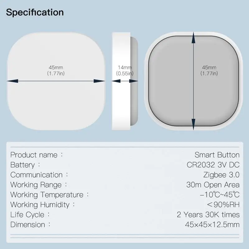 Tuya ZigBee Smart Button Switch Wireless Remote One Key Controller Multi-scene Linkage Smart Switch Battery Powered Automation