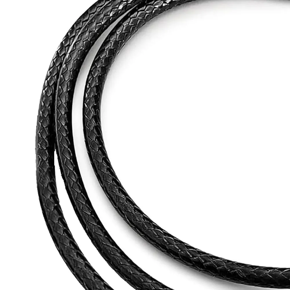 2MM/3MM 45/50/60cm Black Waterproof Braided Leather Cord Chain Wax Rope Necklace for Pendant Jewelry Gift Men and Women - view 6