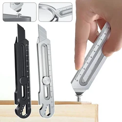 6-in-1 Multi-Purpose Pocket Cutter Retractable Utility Cutting Tool 18mm Stainless Steel Office Gadgets For Crafts Making Cutter