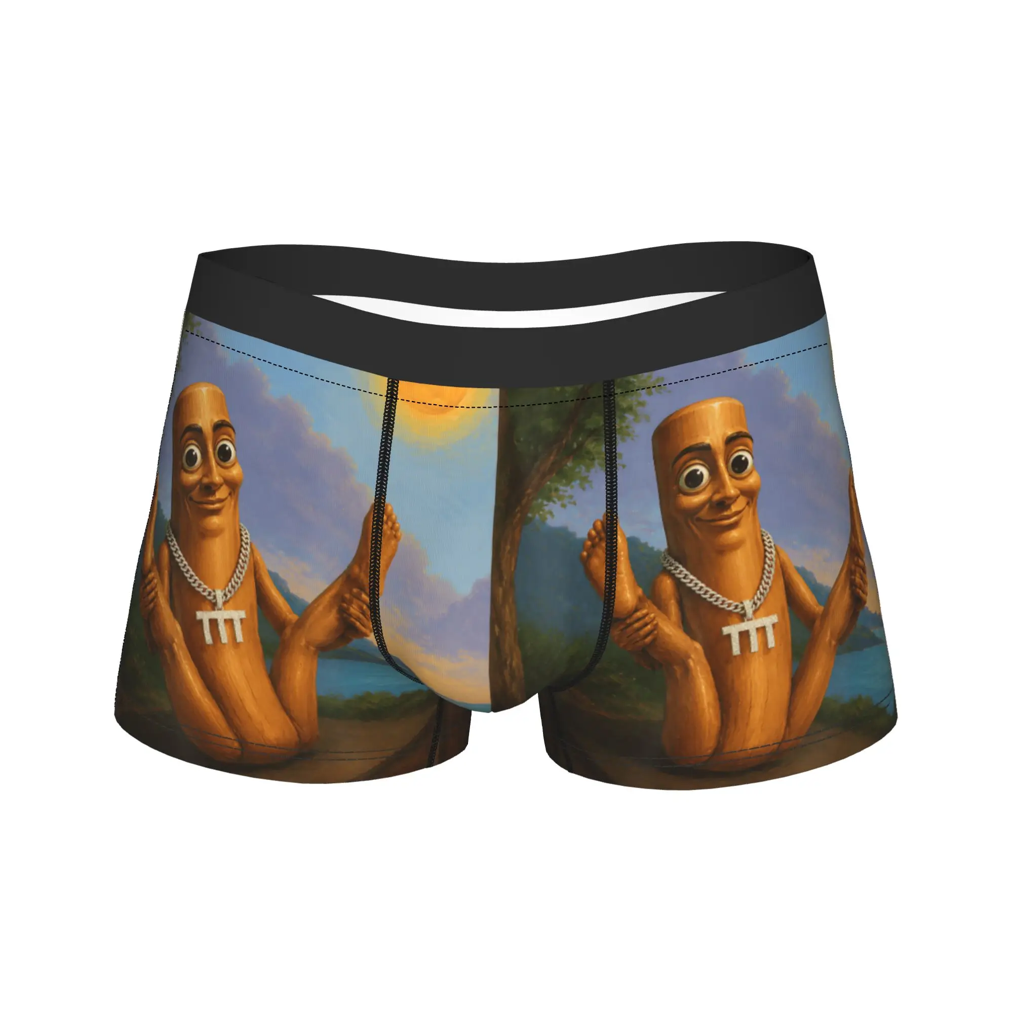 Tung Sahur Doing Hilarious Yoga Pose Funny Brainrot Art Meme Underwear Men Shorts Briefs Boxershorts Design Plus Size Panties