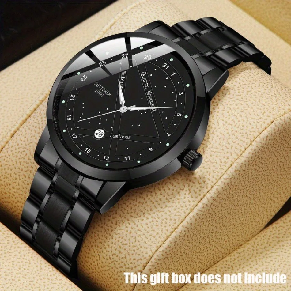 

Fashion Men's Large Dial Stainless Steel Durable Wrist Watch, Ideal Choice For Gifts