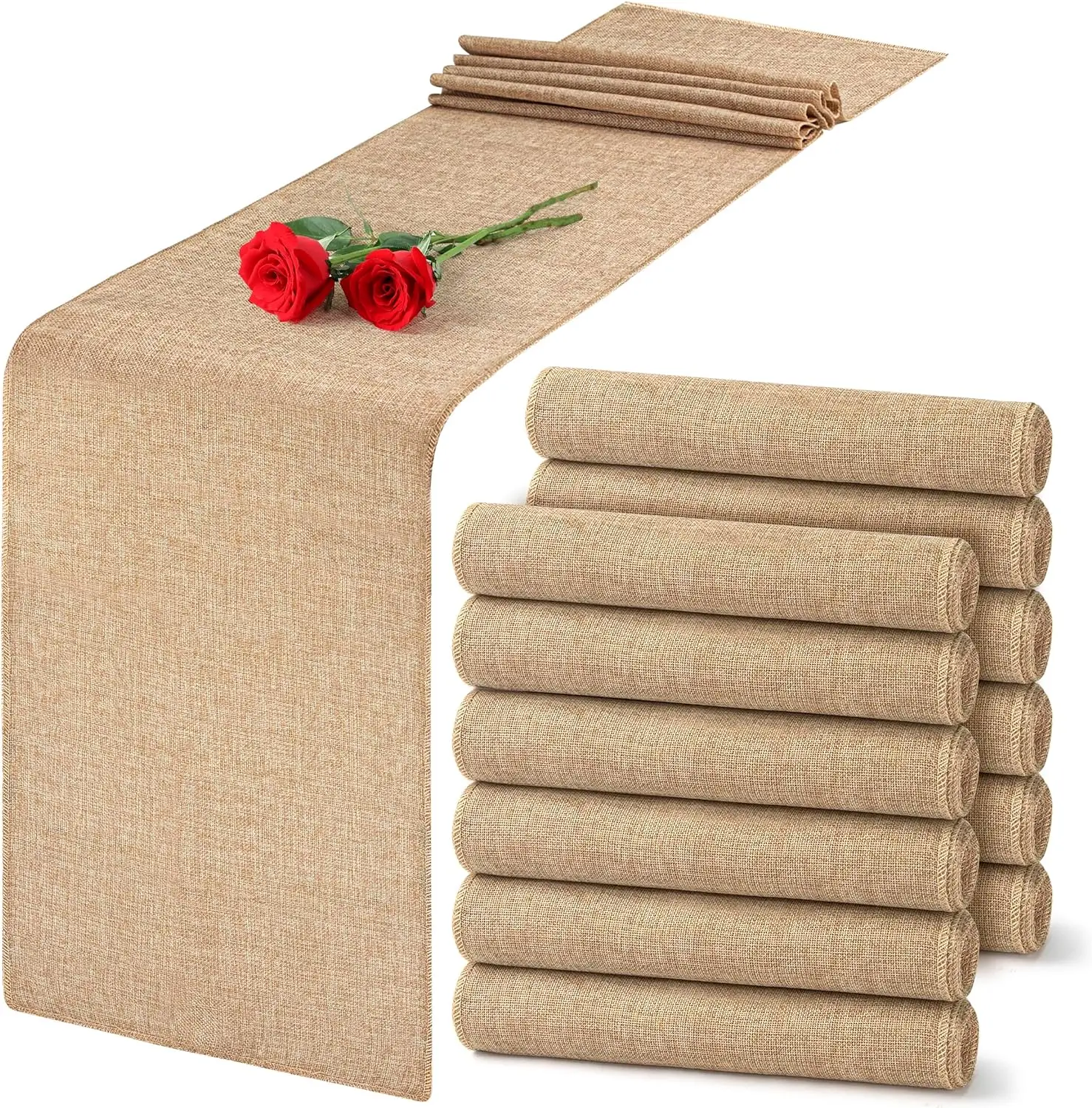 30cm Width Jute Linen Vintage Natural Table Runner  Burlap Rustic Khaki Party Country Wedding Decoration Chair Decor