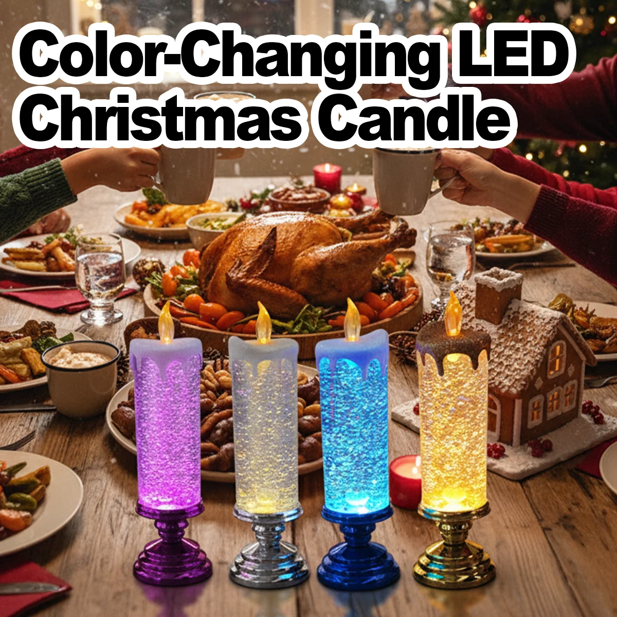 Led Christmas Candle Light Glitter Flameless Candles Electric Crystal Simulation Lights Battery Operated Home Bedroom Decoration