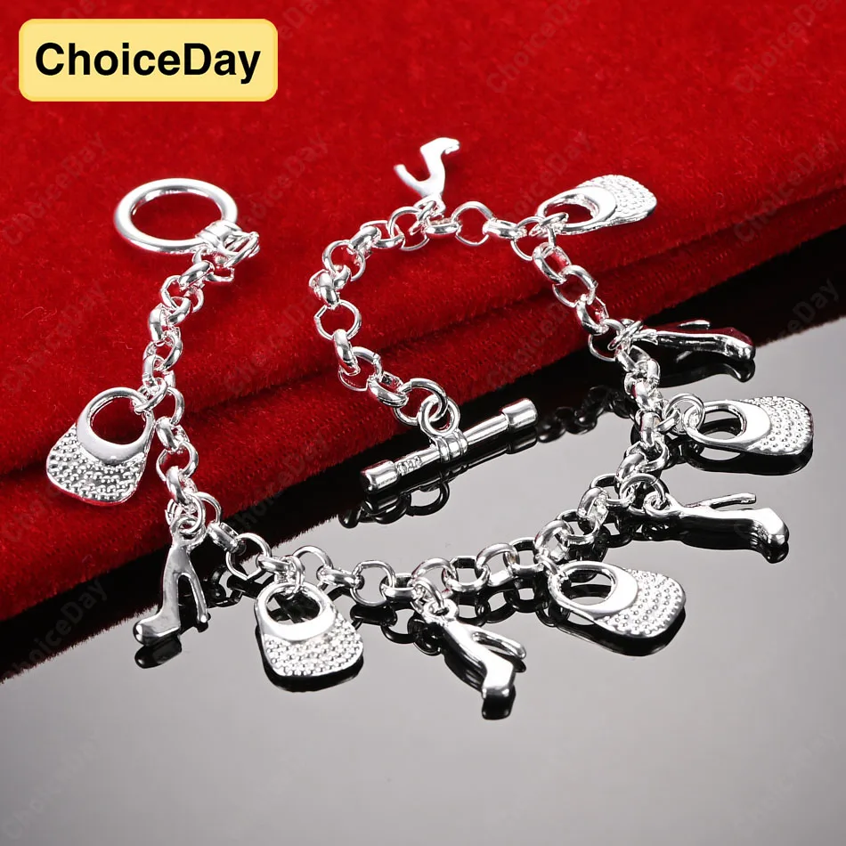 

ChoiceDay 925 Sterling Silver 8 Inch 20cm Roman Bracelet Women Charm Gift Accessories Hip Hop Party