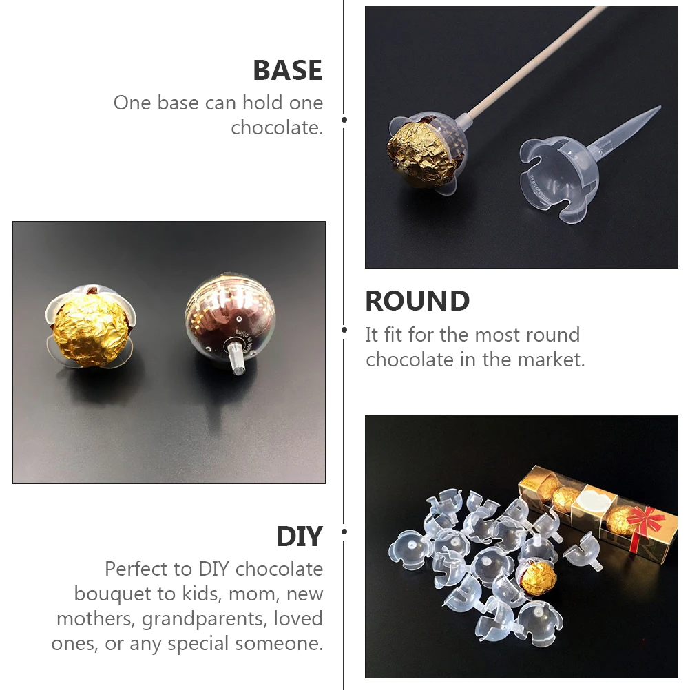 

50pcs Chocolate Bouquet Base Transparent Plastic Torus Truffle Holder Candy Support for DIY Flower Arrangement Party Supplies