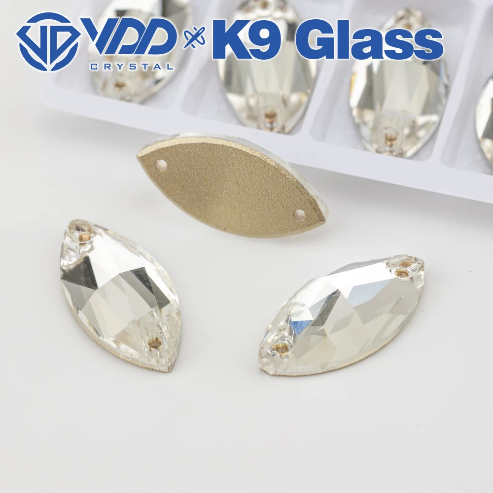 VDD S101 Crystal Navette Top Quality K9 Glass Sew On Rhinestones Crystal Flatback Sewing Strass Stones For Garment Decorations