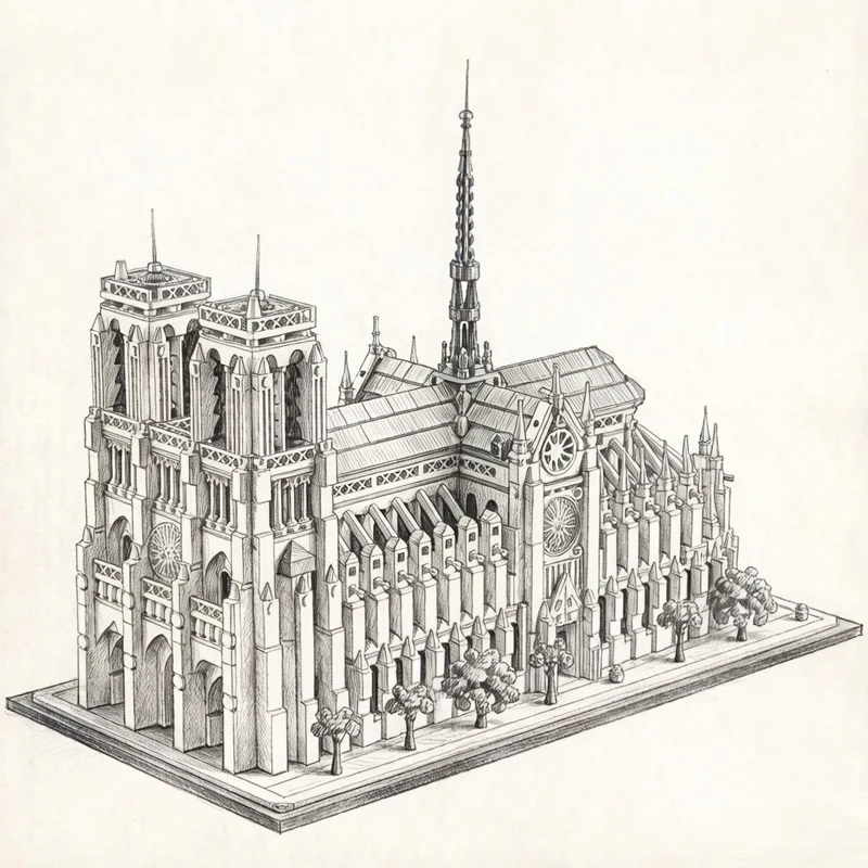 

2026 New Product: Notre Dame Cathedral Building Model Kit Home Decoration Model Children's Gift 4383pcs