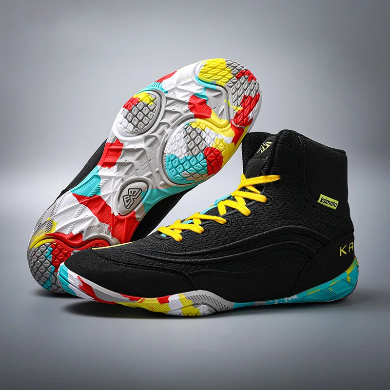 KAIMATE Boy Girl Small Size 32-38 Sambo Sneakers Mid Cut Professional Boxing Wrestling Shoes Anti Slip Gym Training Shoes