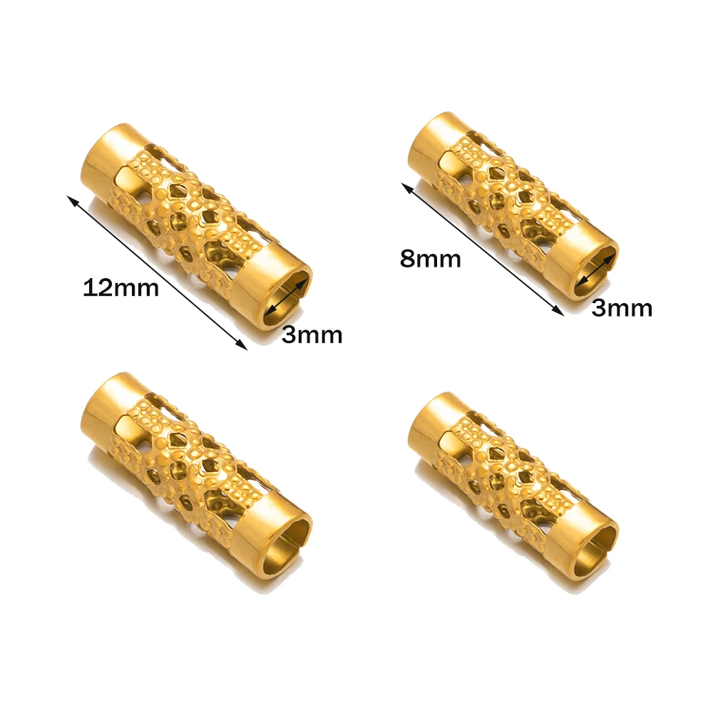 20pcs Gold Stainless Steel Hollow Tube Spacer Loose Beads for DIY European Bracelet Necklace Craft Jewelry Making 3mm Hole