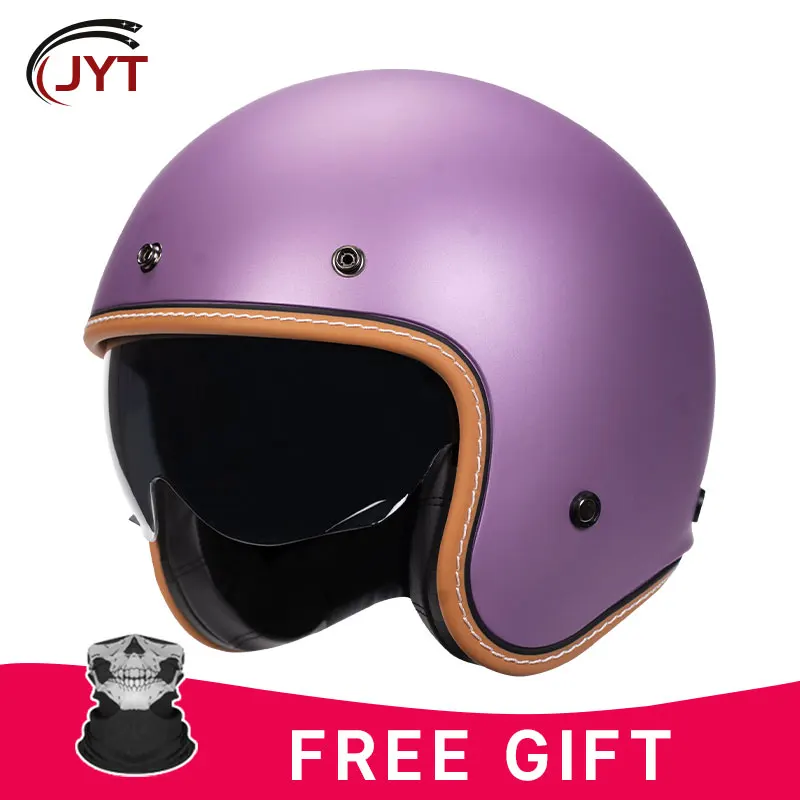 Open Face Helmet for Men Retro 3/4 Motorcycle Helmets Vintage Jet Helmet Cafe Racer Half Face Helmet Women DOT Capacete De Moto