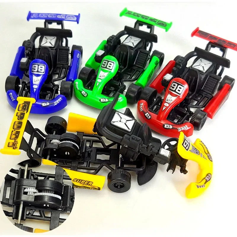 Juguete de colores aleatorios para niños, Mini rebote, Go Kart, modelo de carreras, juguetes de coche