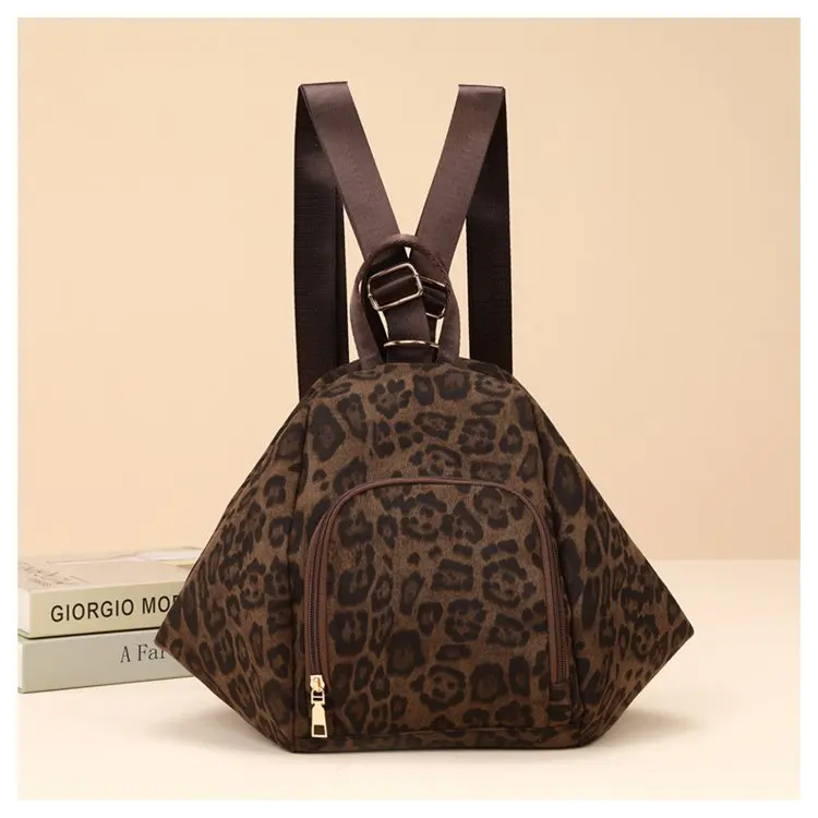 Fashionable Leopard Print Backpack Commuter Travel Lightweight Multifunctional Single Double Shoulder Crossbody Bag for Women