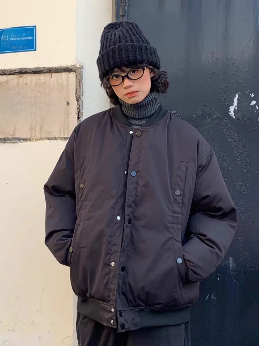 

Thiened Winter Casual Loose Warm Baseball Jaet Cotton Jaet ex Retro Couple Flight Suit Cotton Outerwear Coat