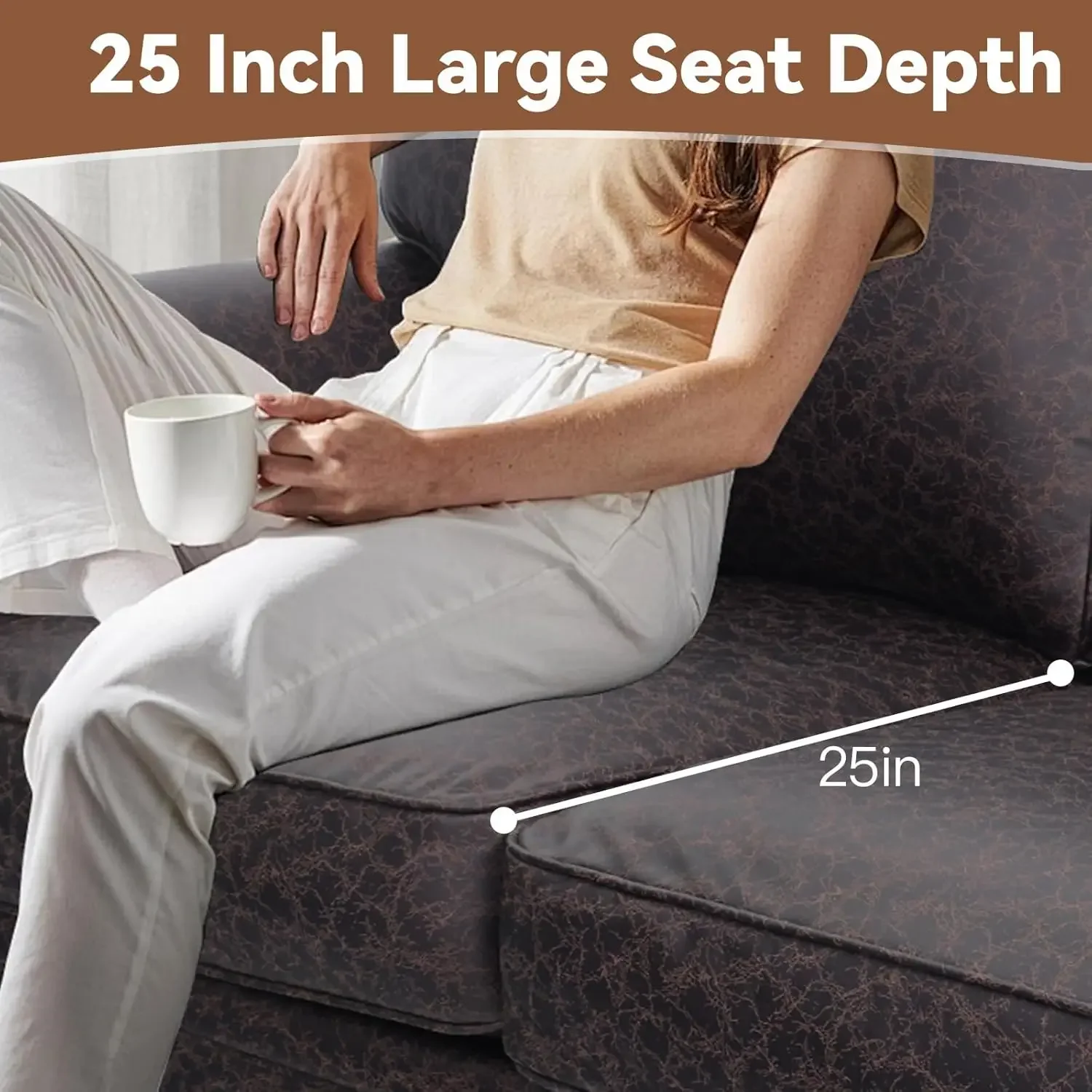 

Mid-Century Modern Couch with Wide Arm, Solid Wooden Frame for Living Room,Modern Couch Upholstered Sofa with Tufted Back