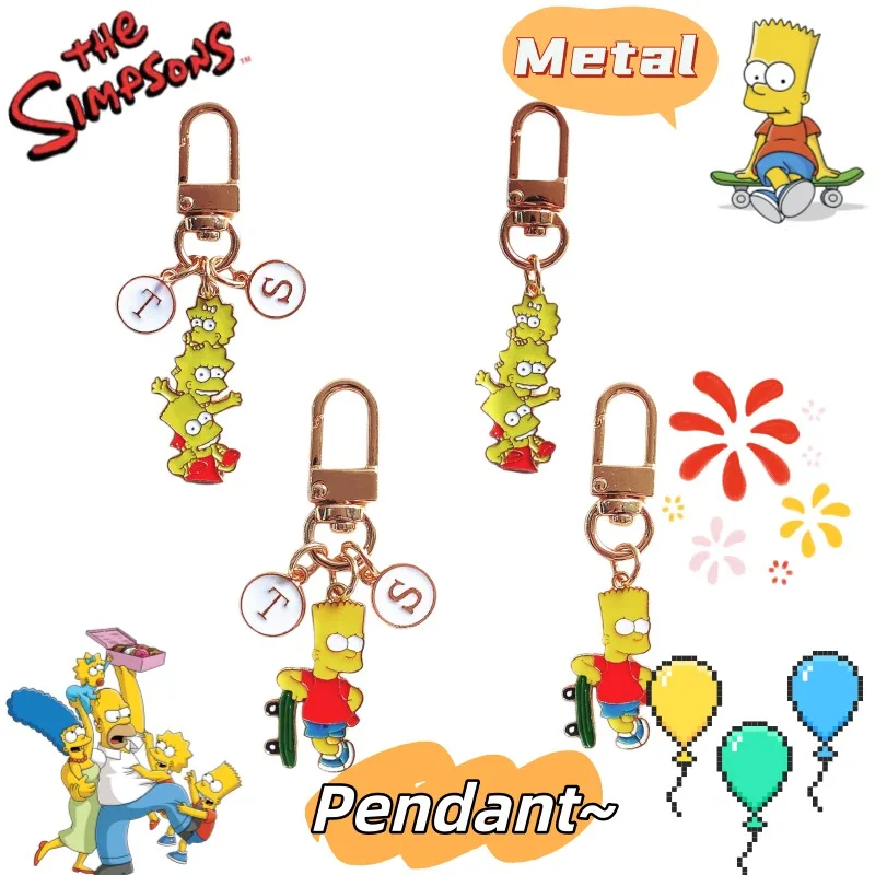Llavero Metálico con Colgante de Personajes de Anime de Los Simpson, Personalizado, Antipérdida, para Auriculares, Bolsos, Accesorios, Juguete, Regalo