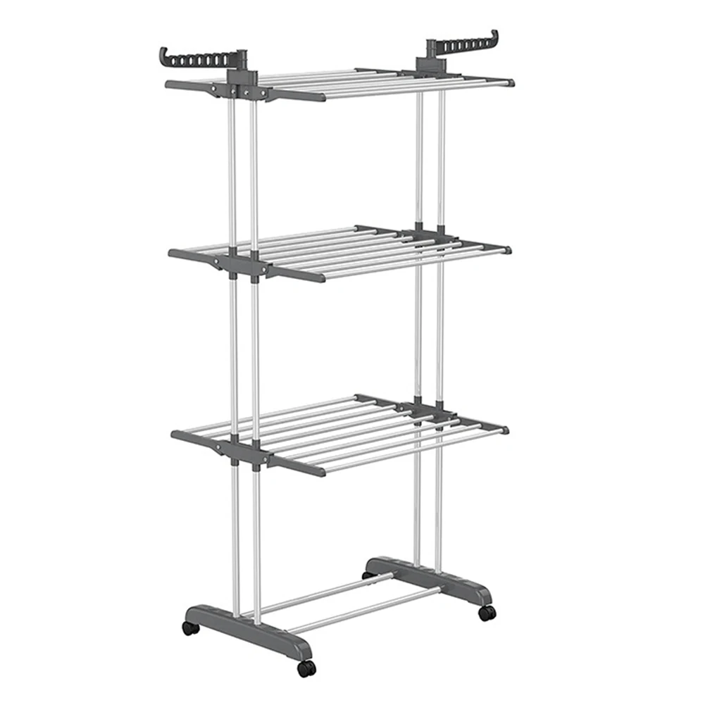 

4-Tier Folding Drying Rack Free Standing Movable Laundry Rack with 4 Castors Laundry Garment Dryer Stand for Clothing Bed Linen